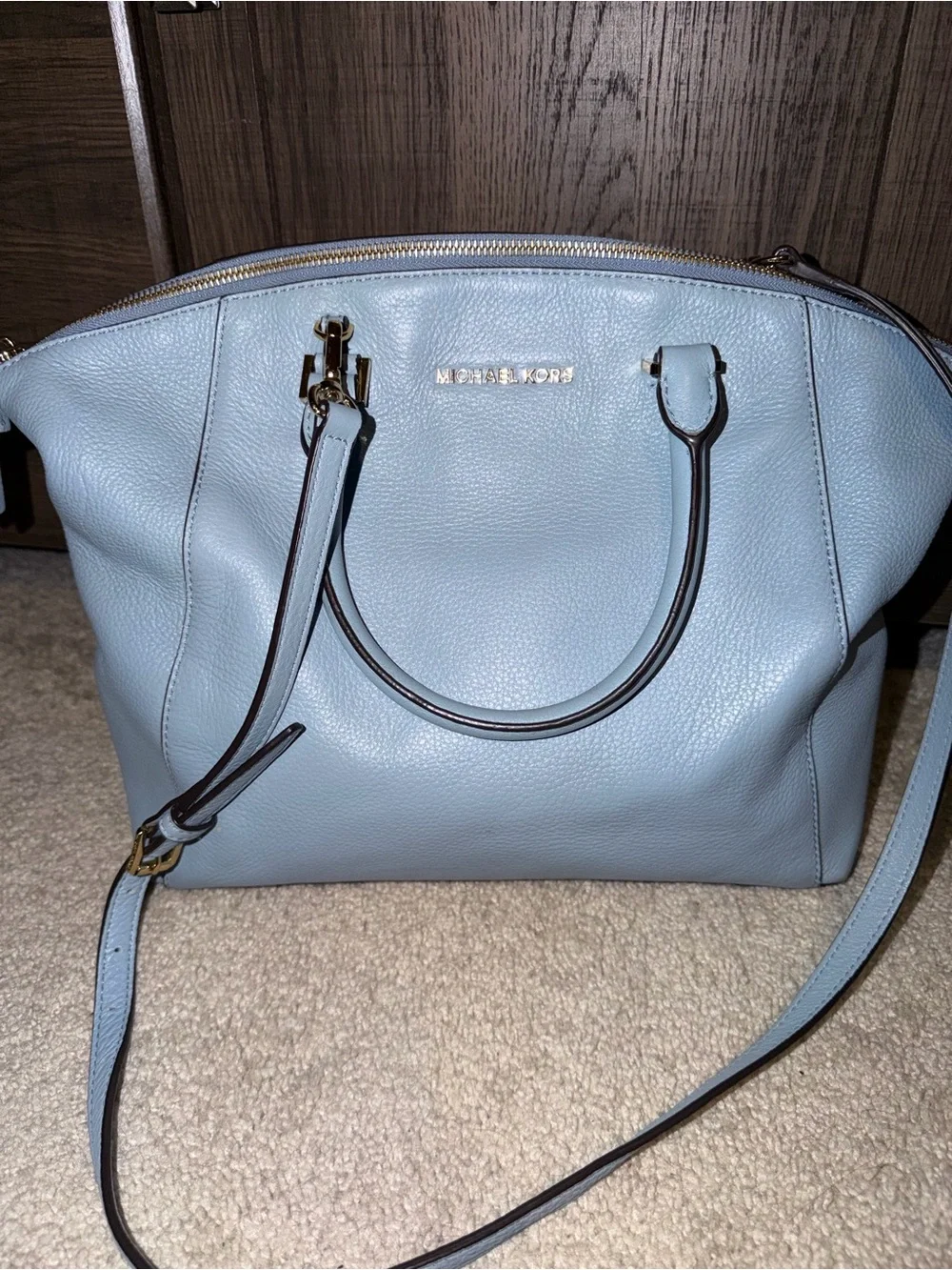 Michael Kors Powder Blue Leather Dome Satchel